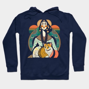 Woman and Cat Gustav Klimt Style Hoodie